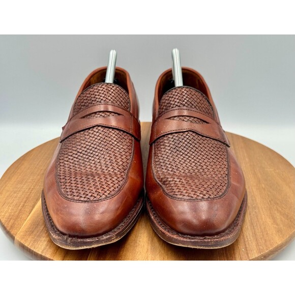 ALLEN EDMONDS Lake Bluff Basket Weave Men\'s Slip On Loafers Walnut Sz 10.5 D main image 6